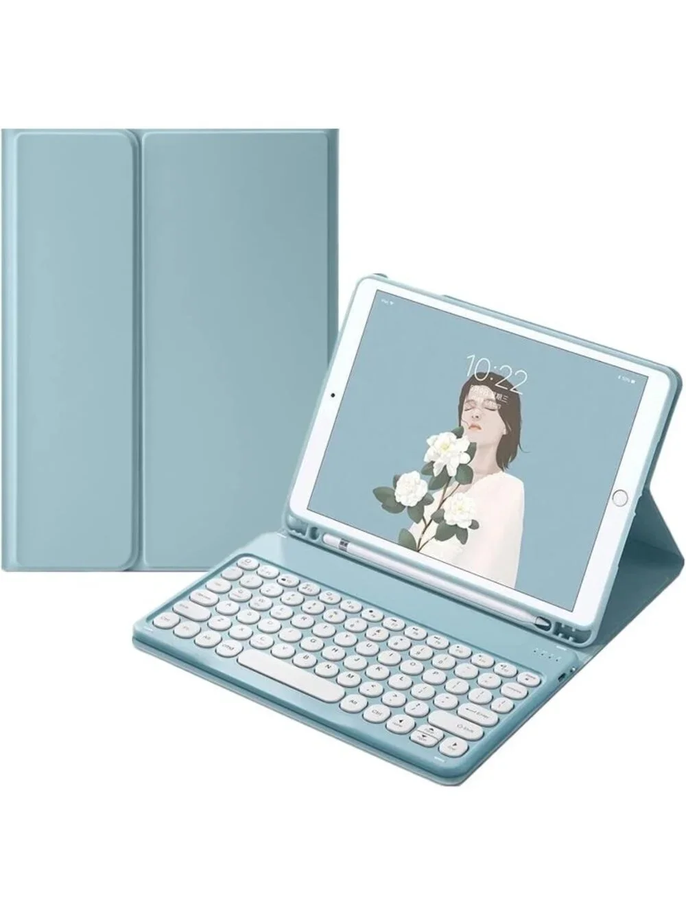 Cute Round Keys Keyboard Case for iPad 10.2
